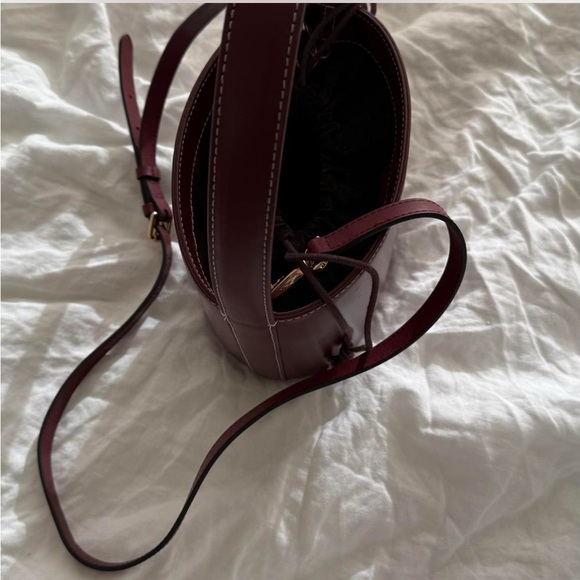 Elegant STAUD Bissette Burgundy Leather Bucket / Crossbody Bag - Picture 5 of 5